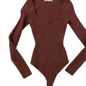 Abercrombie & Fitch Chocolate Ribbed Bodysuit